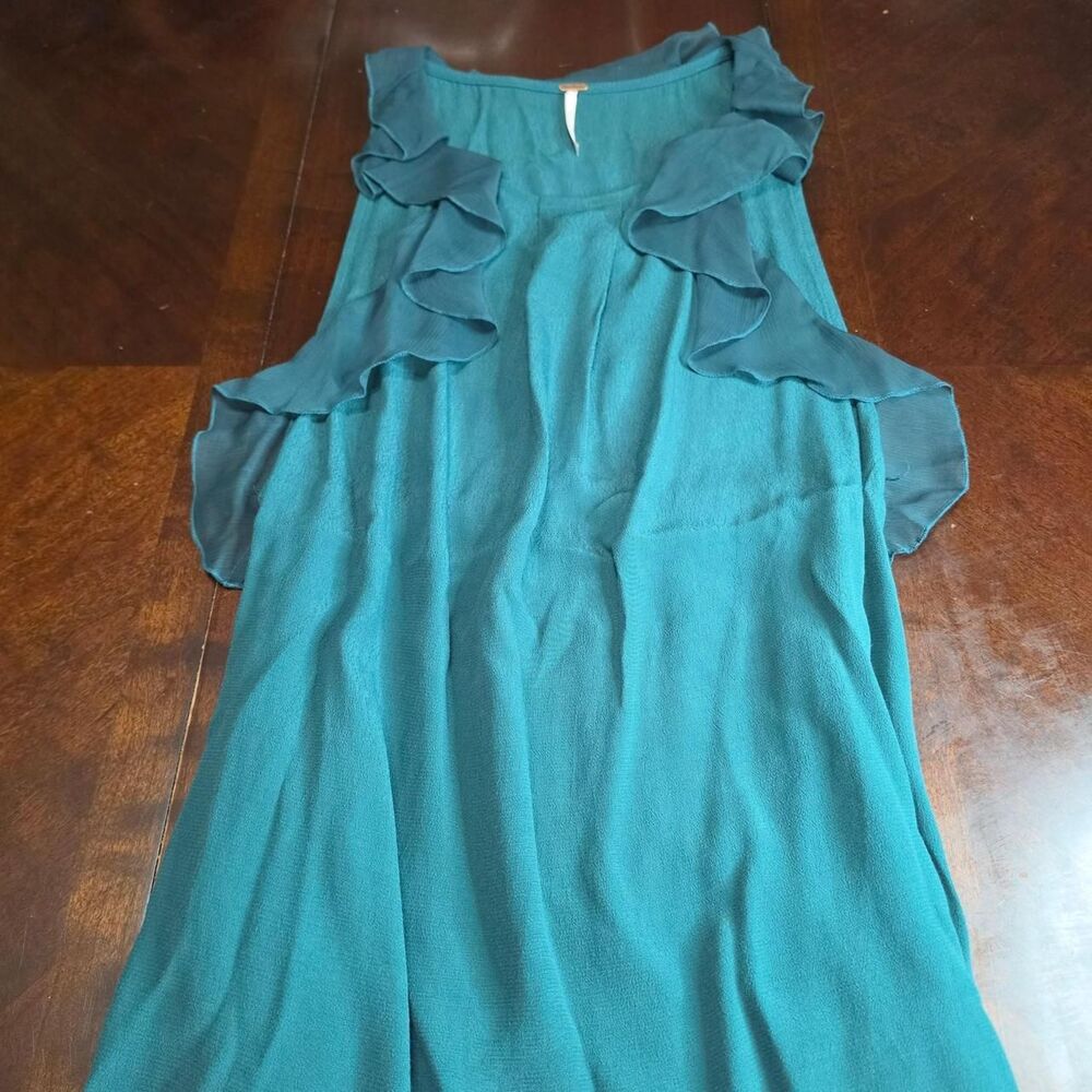 Free People 'Jade' Teal Green Ruffle Mini Dress